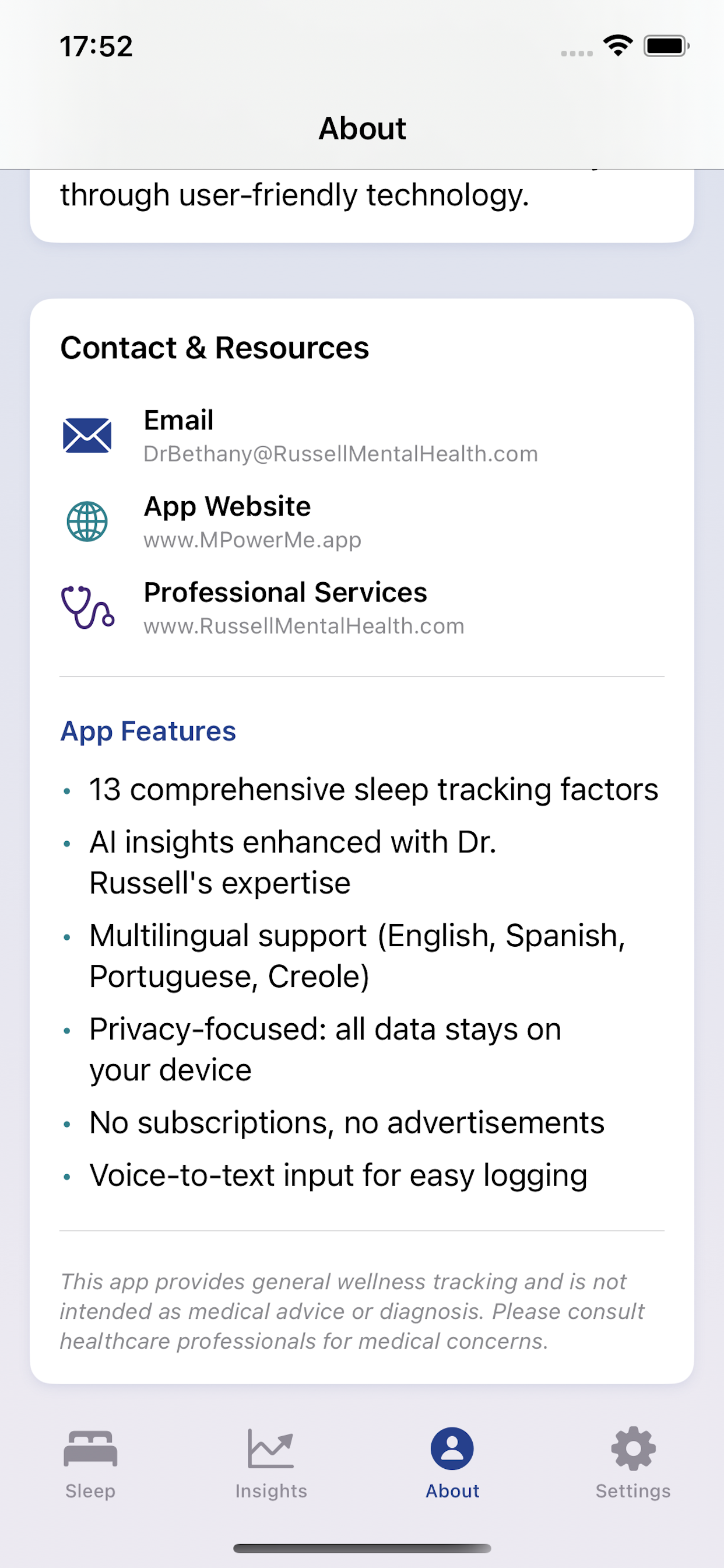 Sleep Tracker app screenshot showing 13-factor tracking interface with sleep quality scale, duration tracking, and comprehensive lifestyle factors